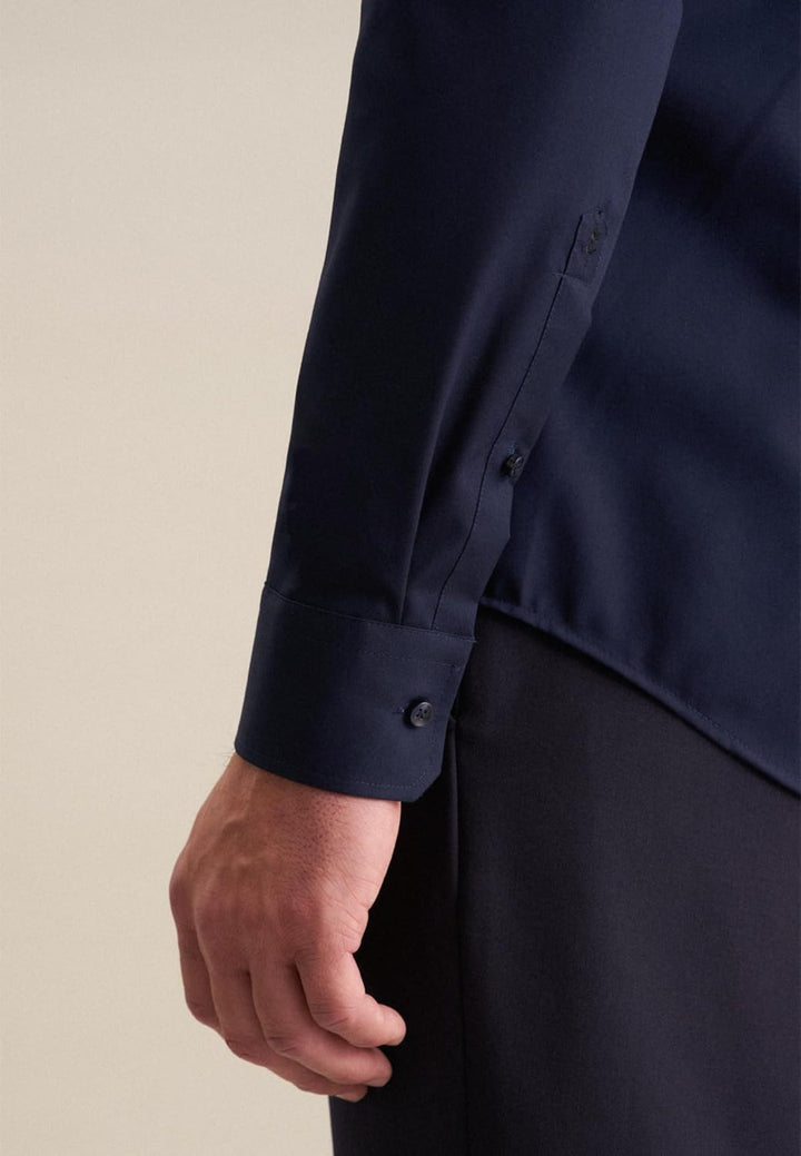 Seidensticker Herren Men Slim Patch Longsleeve Cotton Hemd 36 Dunkelblau(693690), 36 Dunkelblau(6936