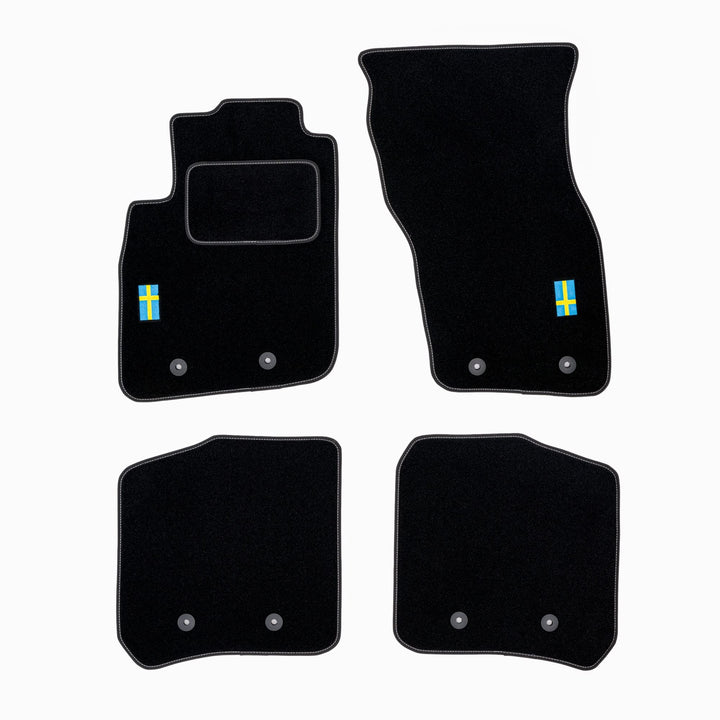 M MOTOS Personalisierte Velours-Fussmatten für Volvo S40 I 1995-2004 - Personalisierte, Matt, Weiss