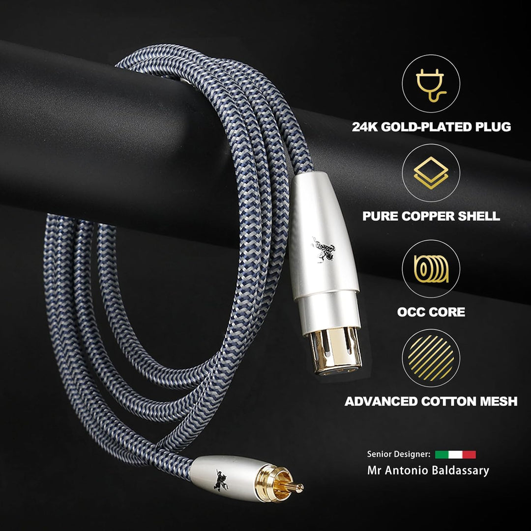 Impeto audiophile XLR auf Cinch Kabel 1M, PREMIUM 2 XLR Buchse zu 2 RCA Stecker Audio Verbindungskab