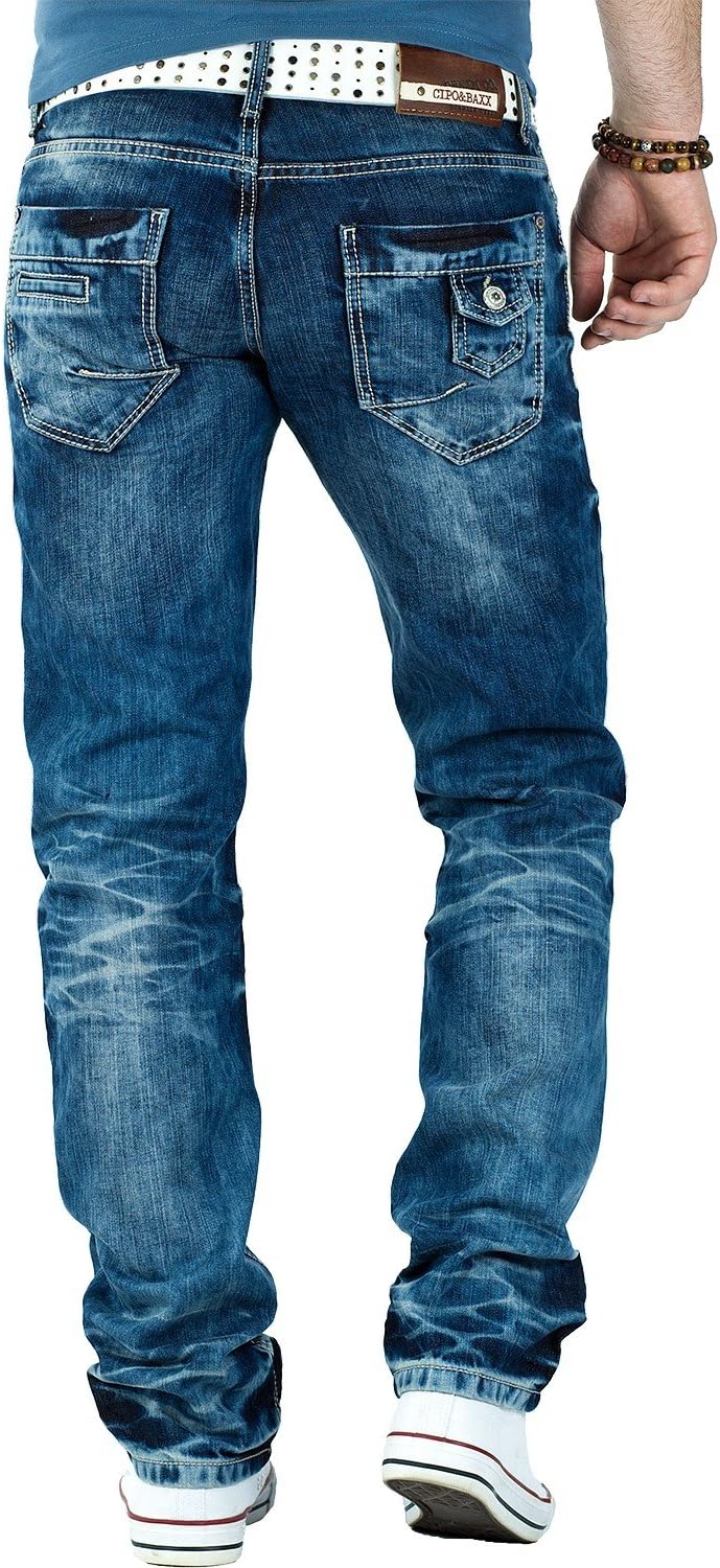 Cipo & Baxx Herren Jeans – Stilvolle Regular-Fit Denim mit Kontrastnähten | 5-Pocket-Design & Stone-