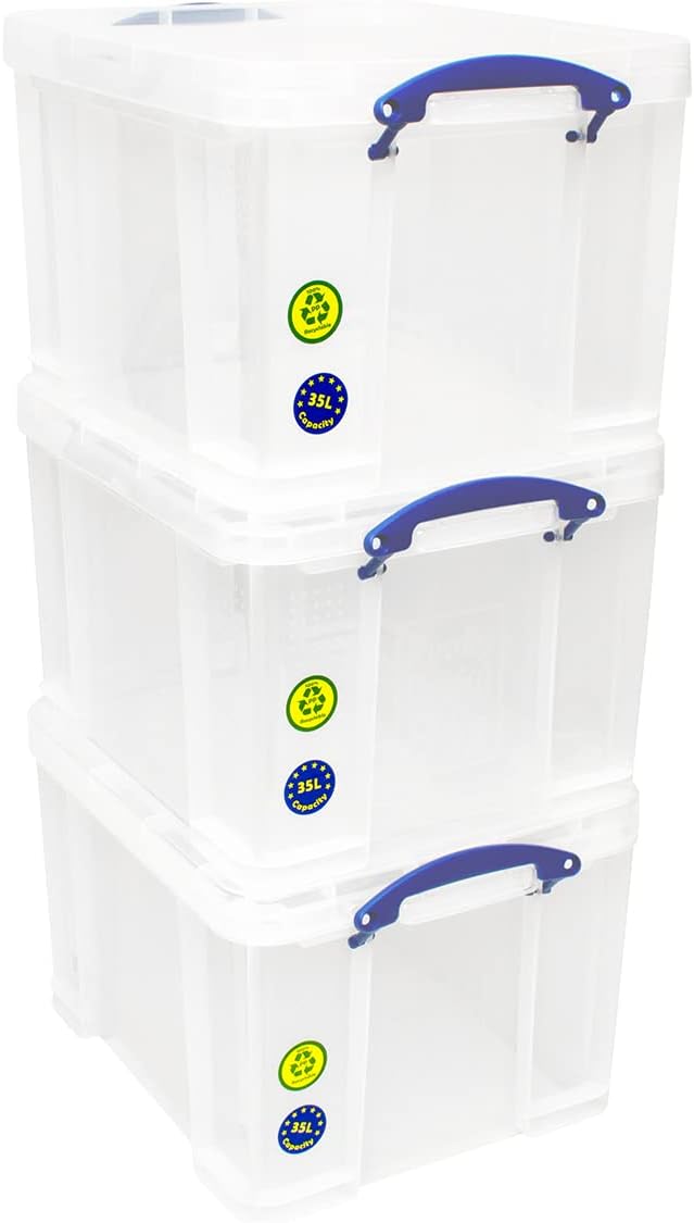 Really Useful Aufbewahrungsboxen 3er-Pack 35 l farblos 35 l 3er-Pack Single, 35 l 3er-Pack Single