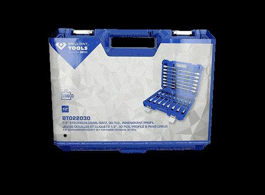 BRILLIANT TOOLS BT022030 1/2" Bit-Stecknuss-Satz, 30-tlg, Innensechskant-Profil [Powered by KS TOOLS