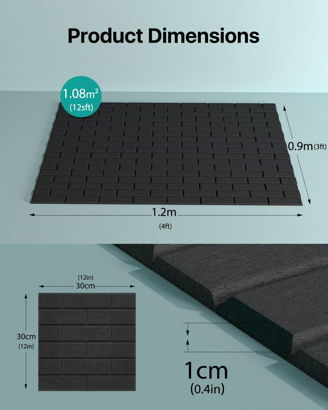 Akustikplatten selbstklebend 12 Stück, Schalldämmung Schallschutz Wand hoher Dichte Ziegeltyp Schall