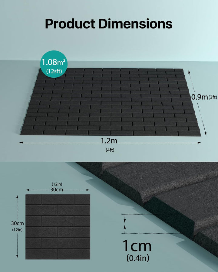 Akustikplatten selbstklebend 12 Stück, Schalldämmung Schallschutz Wand hoher Dichte Ziegeltyp Schall