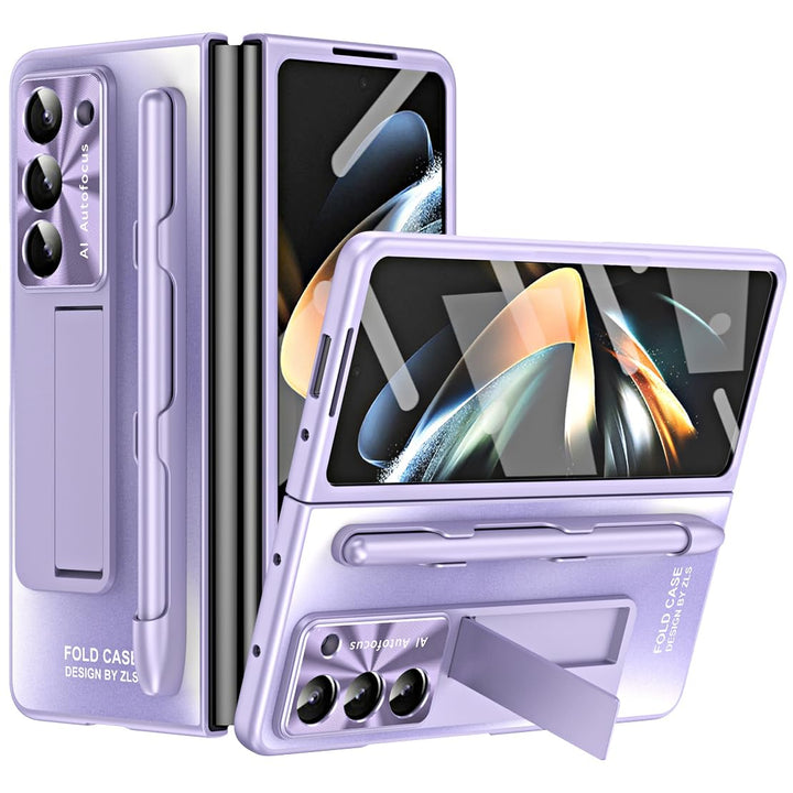Miimall Hülle Kompatibel mit Samsung Galaxy Z Fold 5 Hülle mit Pen+Stifthalter, Fold 5 Hülle mit Dis