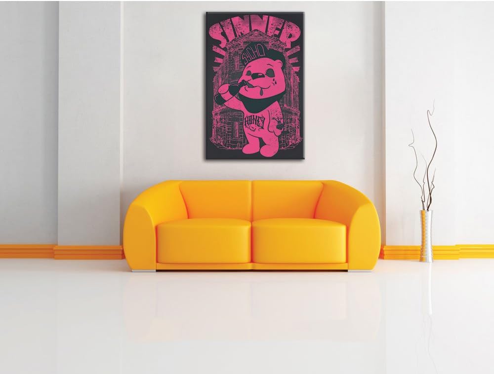 Pixxprint Sinner Black Bild auf Leinwand, XXL riesige Bilder fertig gerahmt mit Keilrahmen, Kunstdru