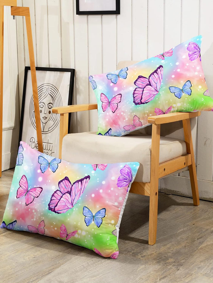 HOSIMA Schmetterlings-Bettwäsche-Set für Mädchen, Aquarell-Schmetterlingsmuster, bunter Druck, Bettb
