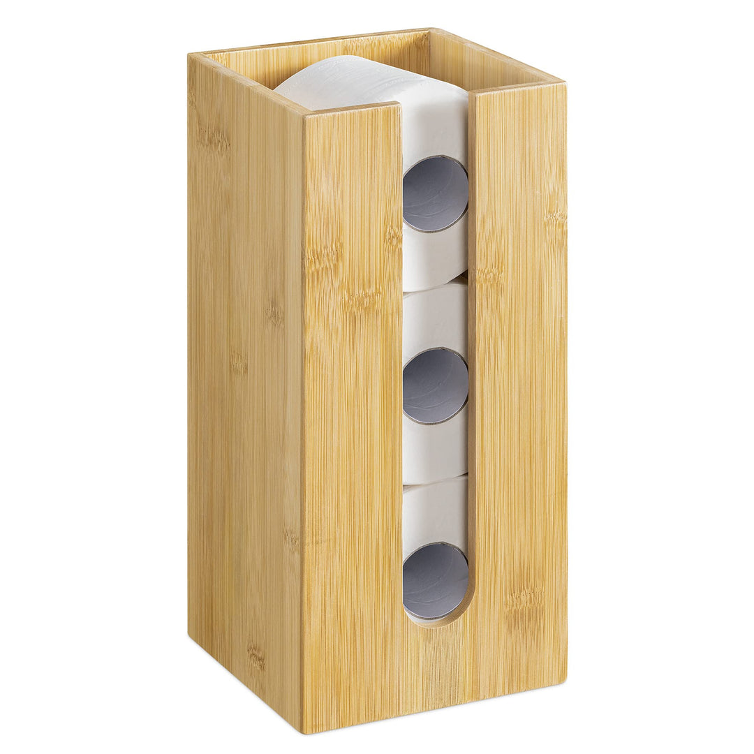 Navaris Bambus Toilettenpapier Rollenhalter - 15x15x33cm Ersatzrollenhalter frei stehend kompakt - B