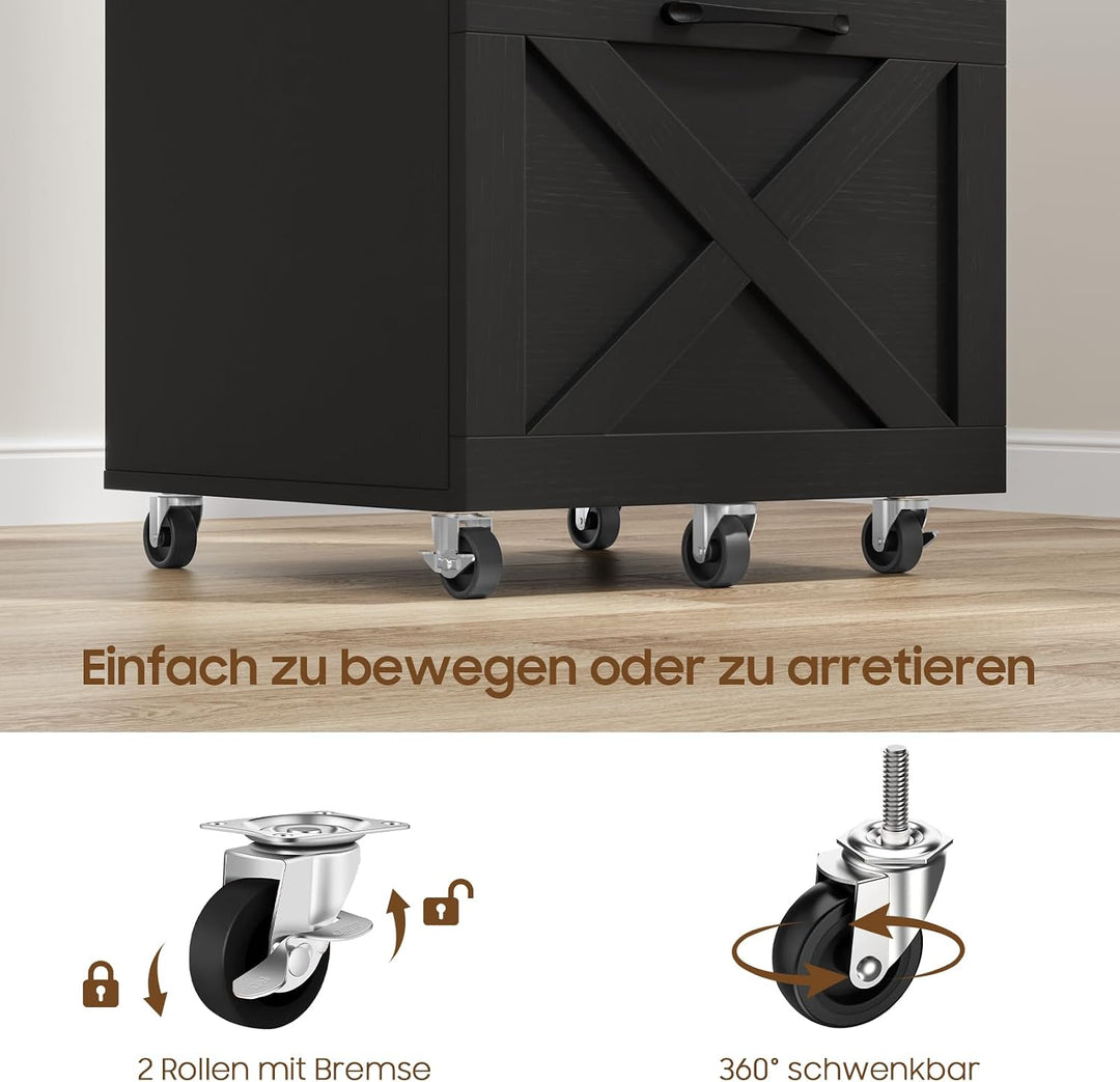 BonVache Rollcontainer, Aktenschrank mit 2 Schubladen und Rollen, Vertikaler Schubladenschrank im Ba