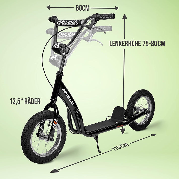 Apollo Retro Scooter Paradise | Roller mit Luftreifen 12,5 Zoll | Stylisher Tretroller für Kinder un