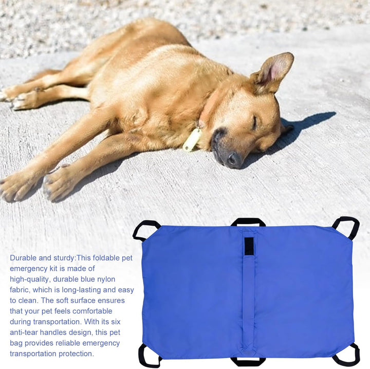 Faltbare Transport Notfalltrage: 120 x 74 cm Hunde Tragehilfe mit 6 Griff Anti-Biss-Trage bis 60kg,