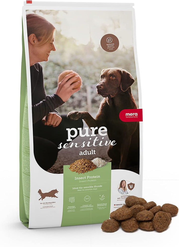MERA Pure Sensitive Hundefutter &amp; Pure Sensitive Goody Snack Insect, gesunde Leckerlis für Sensible