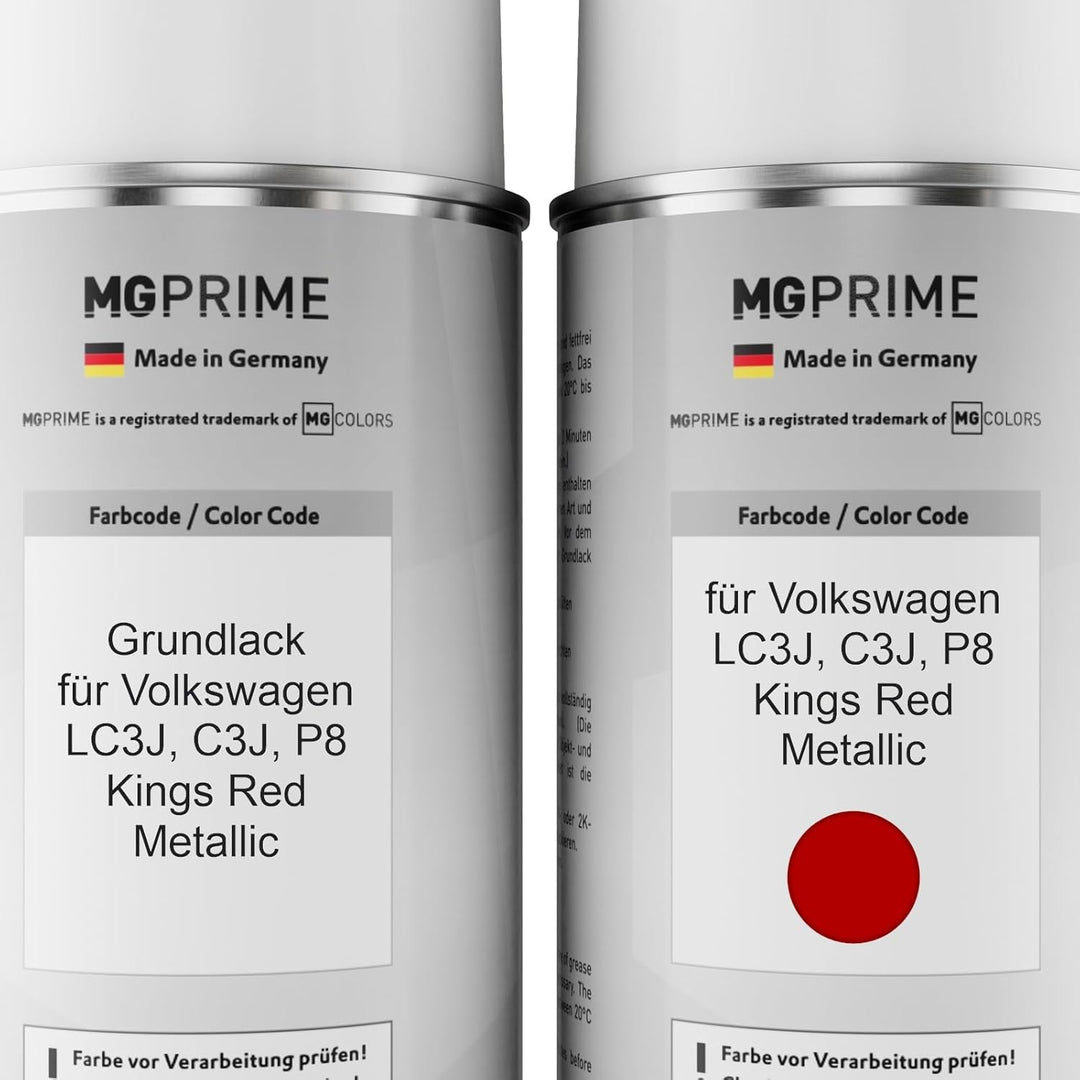 MG PRIME Autolack Sprühdosen Set für Volkswagen VW LC3J / C3J / P8 Kings Red Metallic Grundlack Basi