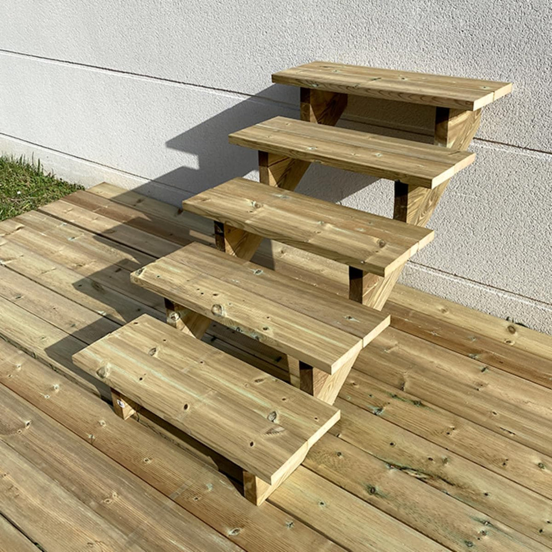 Berlin - Terrassentreppe Holz - H88cm 5 Stufen, Breite 80cm, OHNE Setzstufen- Vinuovo - Set für Ihre