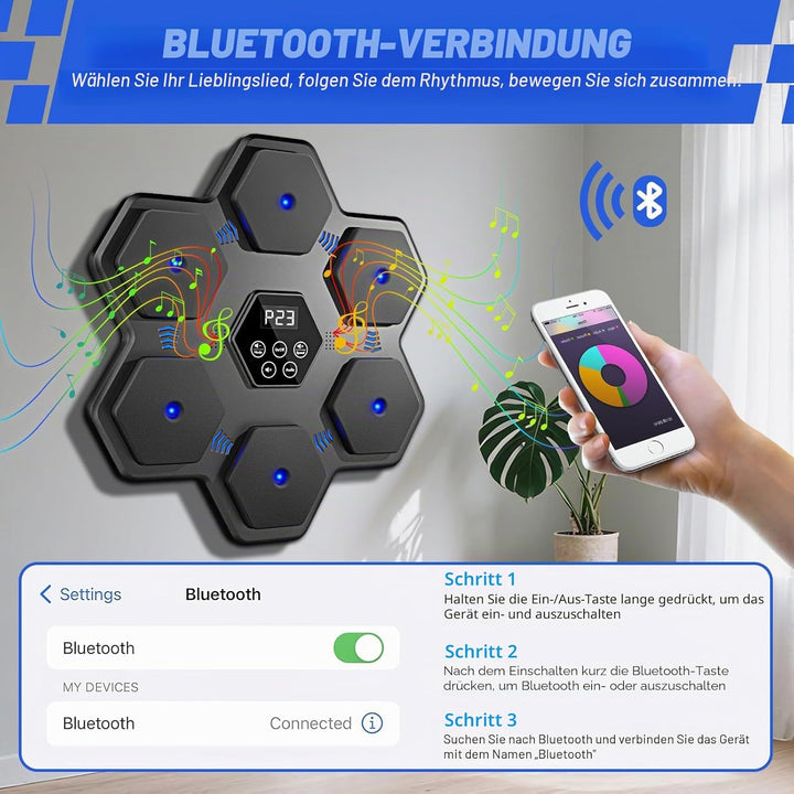 Musikboxmaschine, Boxen Wandmontage Maschine mit Handschuhen, Smart Bluetooth interaktive Punching T