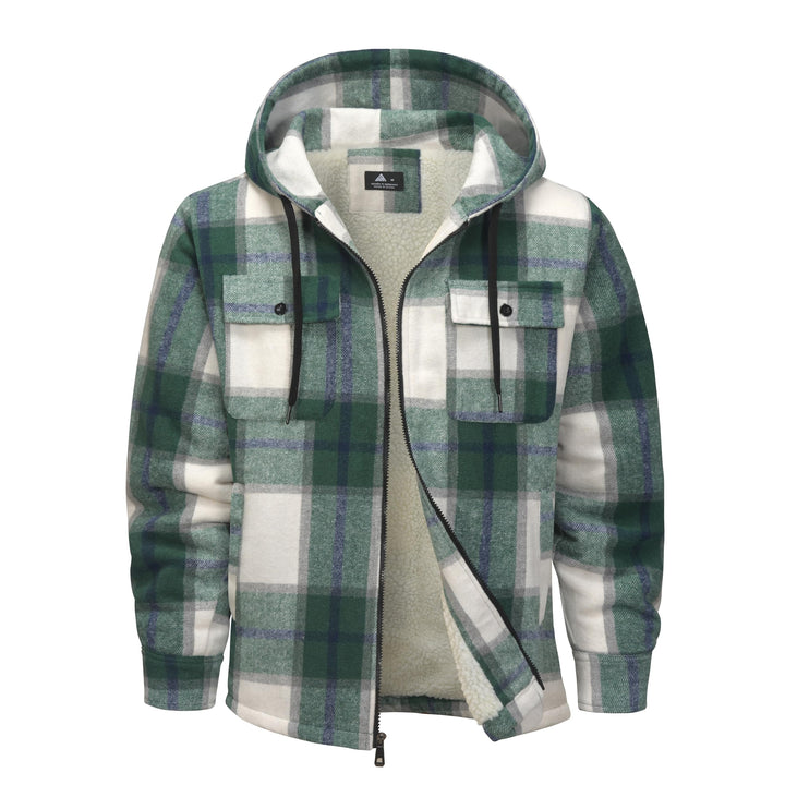 SwissWell Herren Hemdjacke Verdicken Kariertes mit Zipper Flanelljacke Plüschfutter Freizeit Gefütte