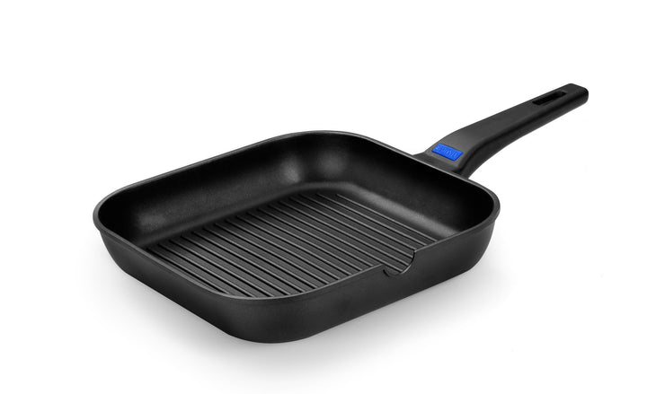Monix Solid - Quadratische Grillpfanne aus Aluguss mit Antihaftbeschichtung Teflon Classic, 24 cm