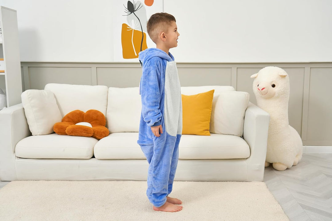 JVJQ Cartoon Kostüm Onesie Jumpsuit Tier Relax Kostuem Kind Pyjama Halloween Schlafanzug Cosplay Bla