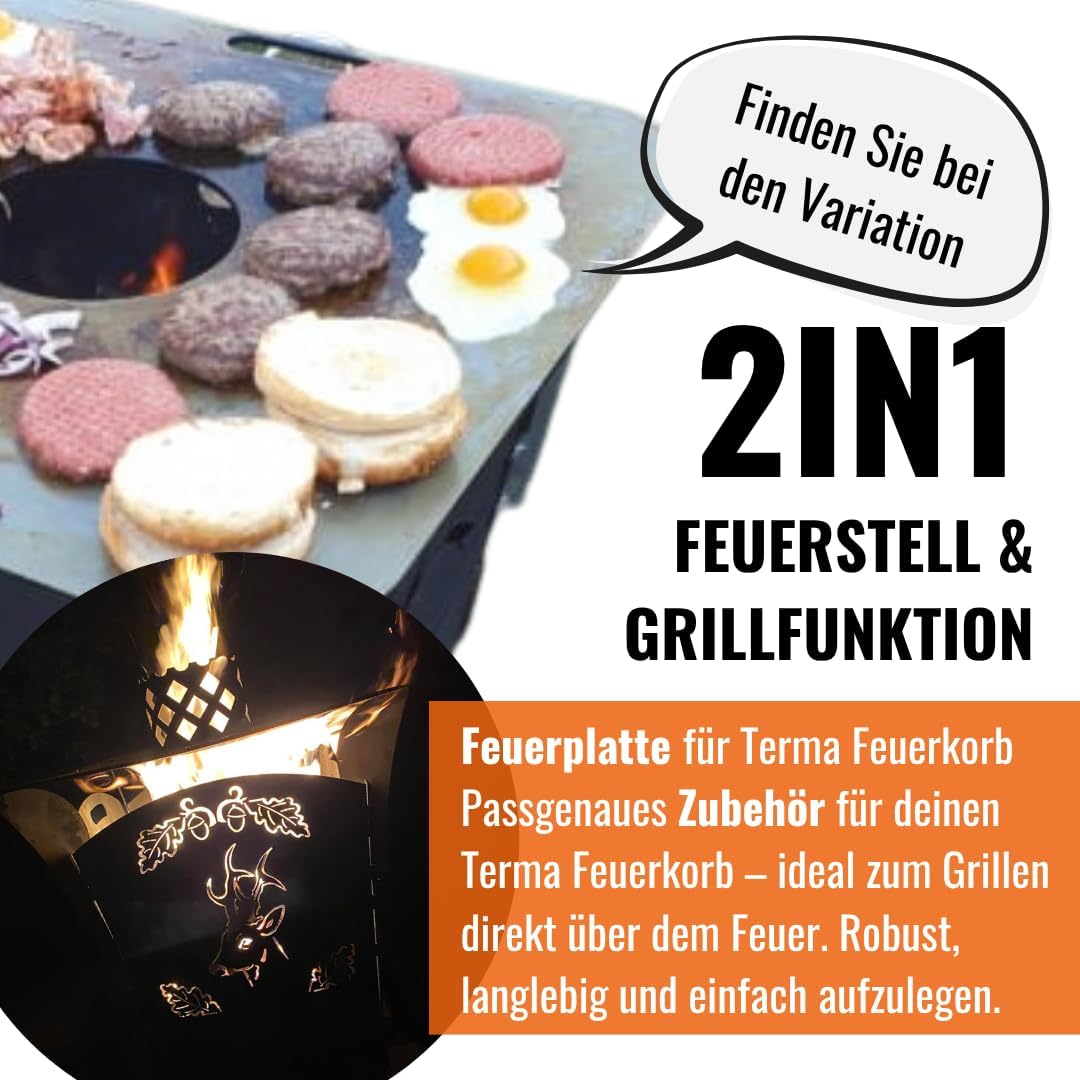 Feuerkorb rostig Motiv Jäger Wildschwein und Rehbock Höhe 70cm sehr Massive Ausführung Feuerstelle,