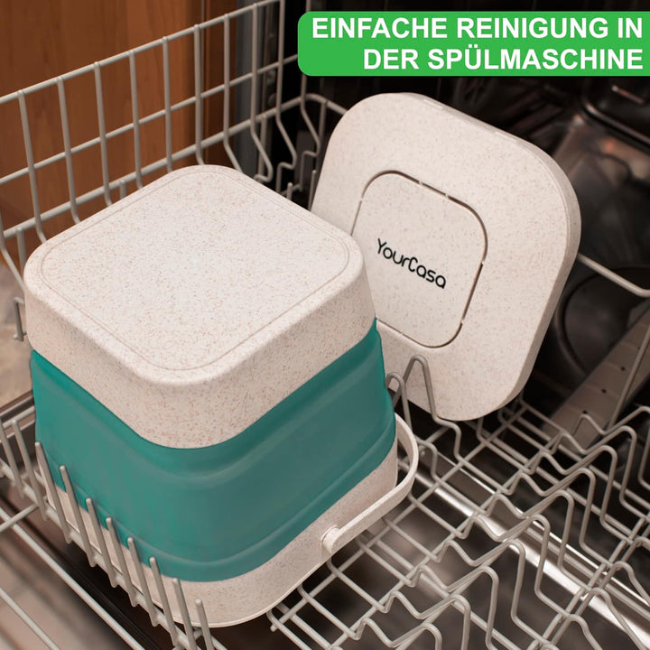 YourCasa® Faltbarer Biomülleimer 4L - kompakter Bio Mülleimer mit geruchsdichtem Aktivkohlefilter-De