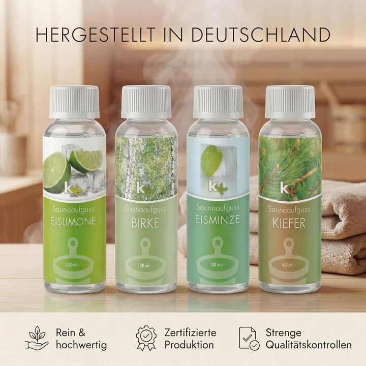 KK Saunaaufguss-Set Skandinavien - Made in Germany - 4 verschiedene Duftsorten in einem Set - Eislim