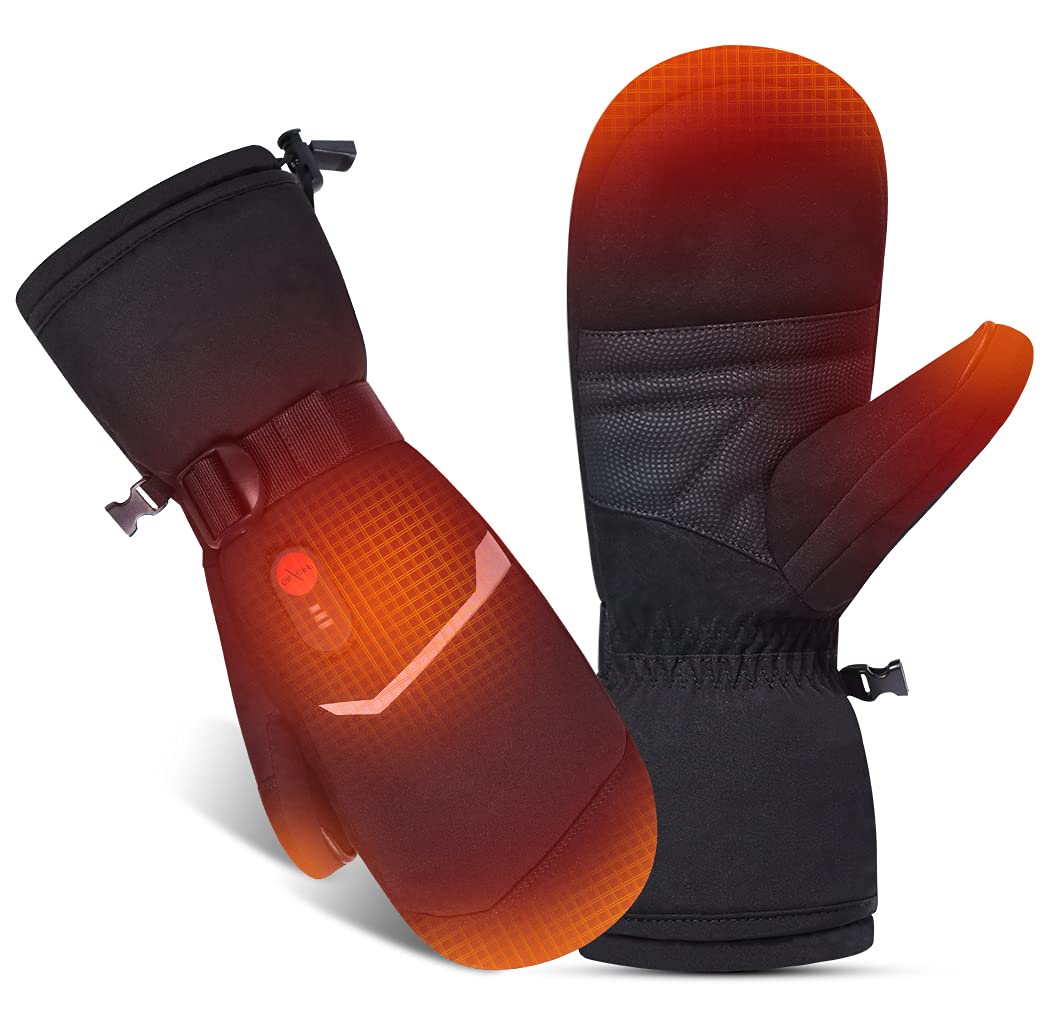 Beheizbare Ski-Fäustlinge – 7,4 V 2200 mAh Akku, 3 Heizstufen (40/50/60 °C), volle Finger-Heizfläche