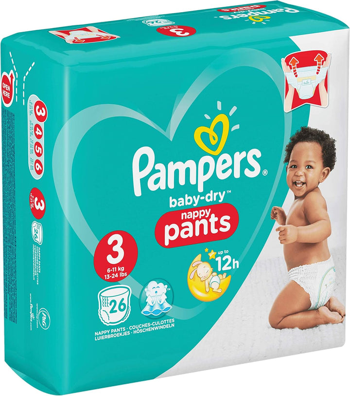 Pampers Baby-Dry Pants Taille 3, 6-11 kg, 26 Couches-Culottes Grösse 3 (26 Stück), Grösse 3 (26 Stüc