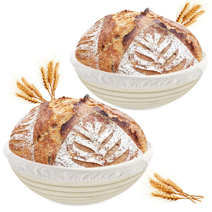2 Stück Gärkörbchen, Brotkorb Mit Waschbarem Leineneinsatz, Gärkorb, Rundes Gärkorb Zum Brotbacken-S