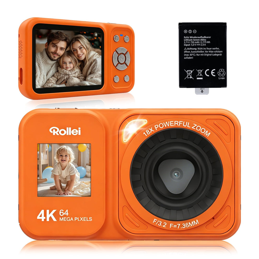 Rollei C5i Stativ Kamera Orange, 156cm Leichtes Fotostativ aus Carbon Reisestativ mit Kugelkopf & St