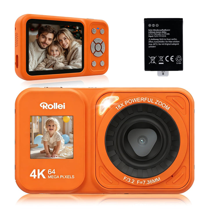 Rollei C5i Stativ Kamera Orange, 156cm Leichtes Fotostativ aus Carbon Reisestativ mit Kugelkopf & St