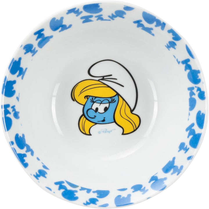 Die Schlümpfe Frühstücksset für Kinder - Geschirr Set 3-tlg. Teller, Schale & Tasse aus Porzellan Bl