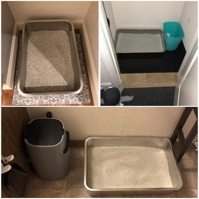 Yangbaga Edeltsahl Katzentoilette Gross in 50 * 35 * 15cm, Stainless Steel Litter Box, Kaninchentoil