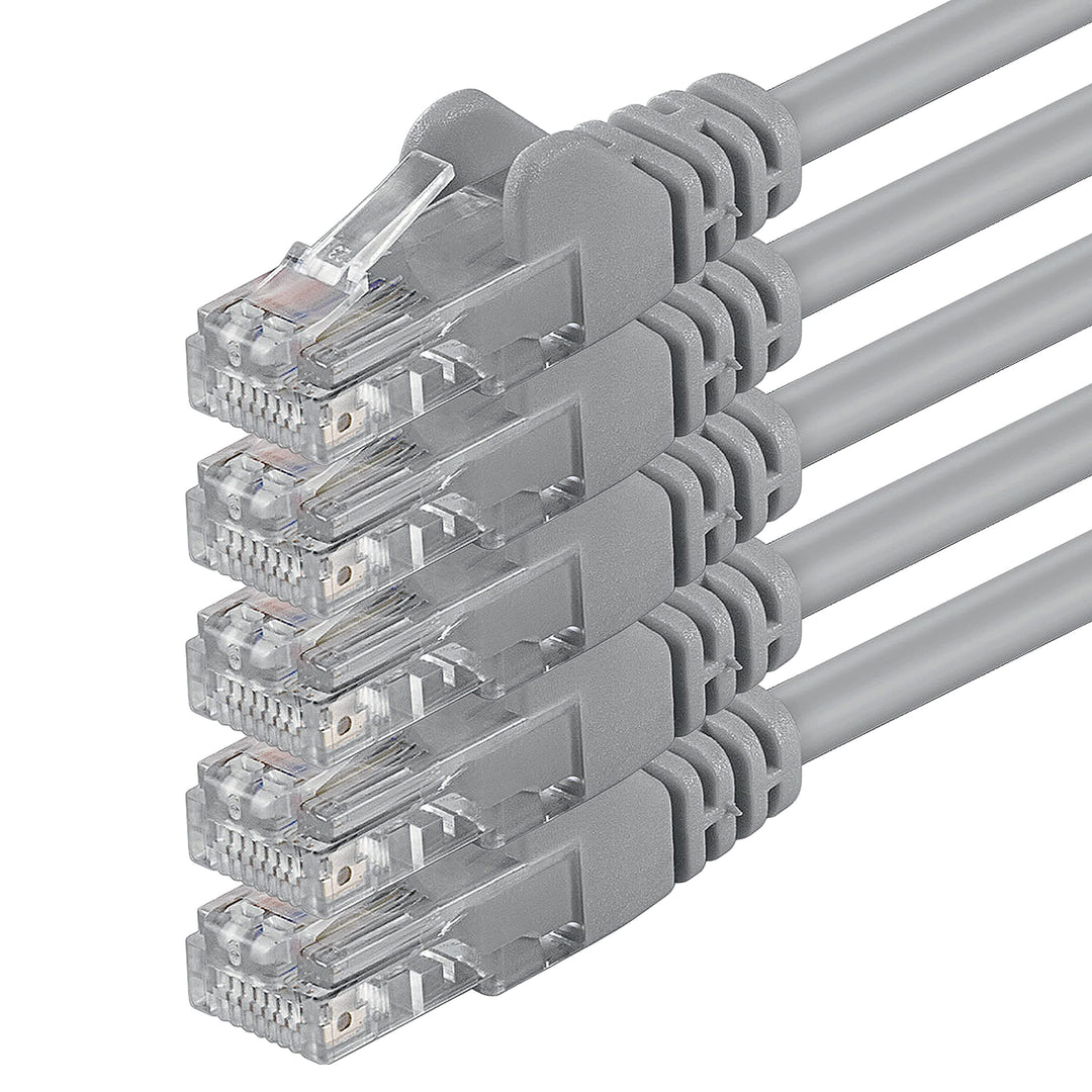 1aTTack.de 10m - grau - 5 Stück - (PACK) - CAT.6 CAT6 Ethernet-Lan-Netzwerk-Kabel 1000 Mbit/s Patchk