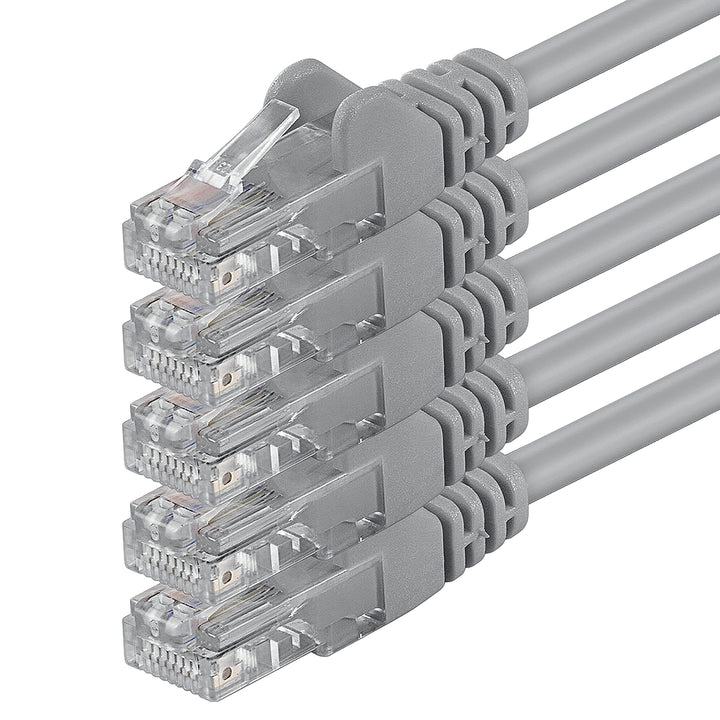 1aTTack.de 10m - grau - 5 Stück - (PACK) - CAT.6 CAT6 Ethernet-Lan-Netzwerk-Kabel 1000 Mbit/s Patchk