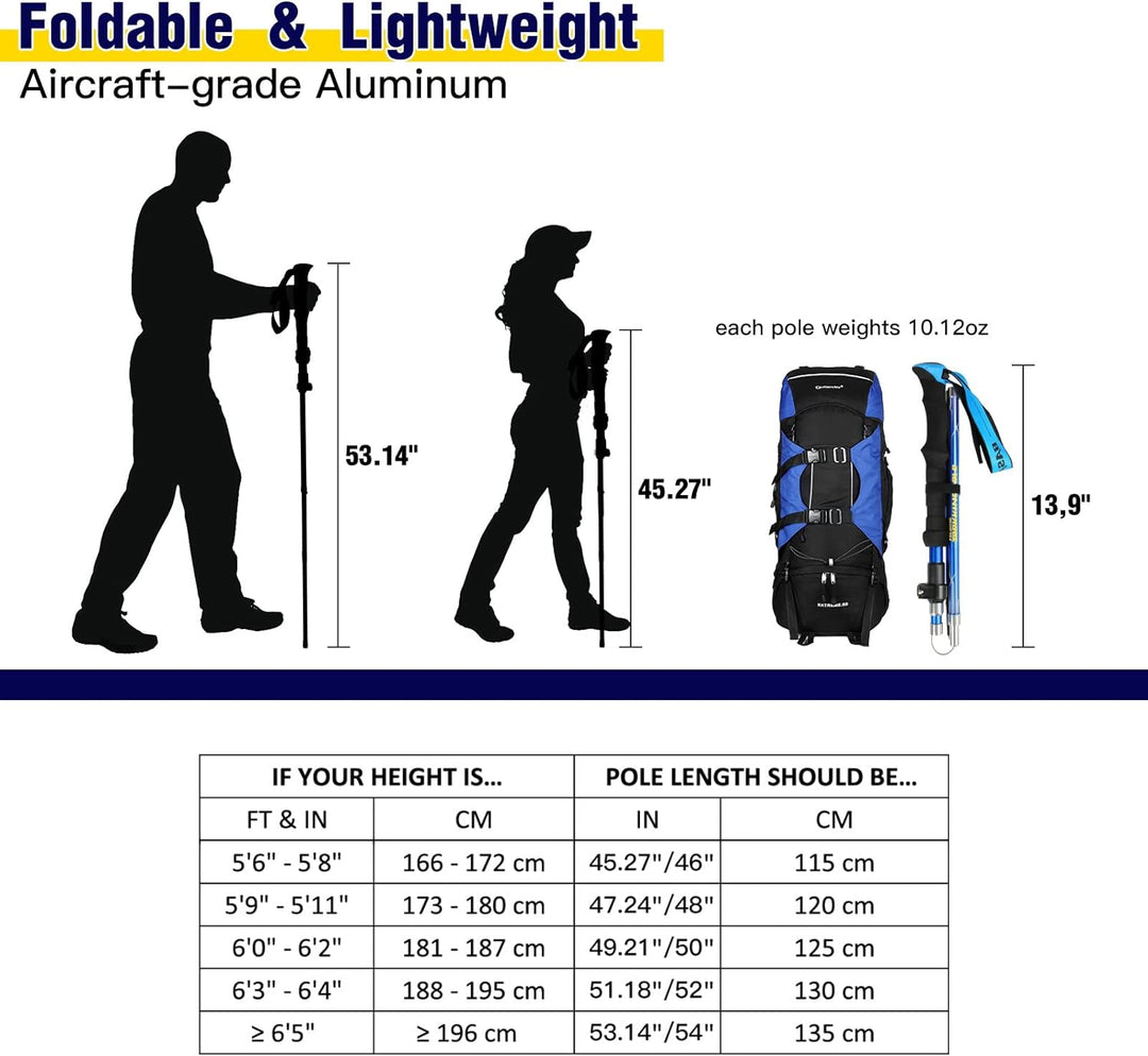 HUGSEE Wanderstöcke - Nordic Walking Stöcke Damen und Herren,Faltbar wanderstöcke Teleskop,Ultraleic