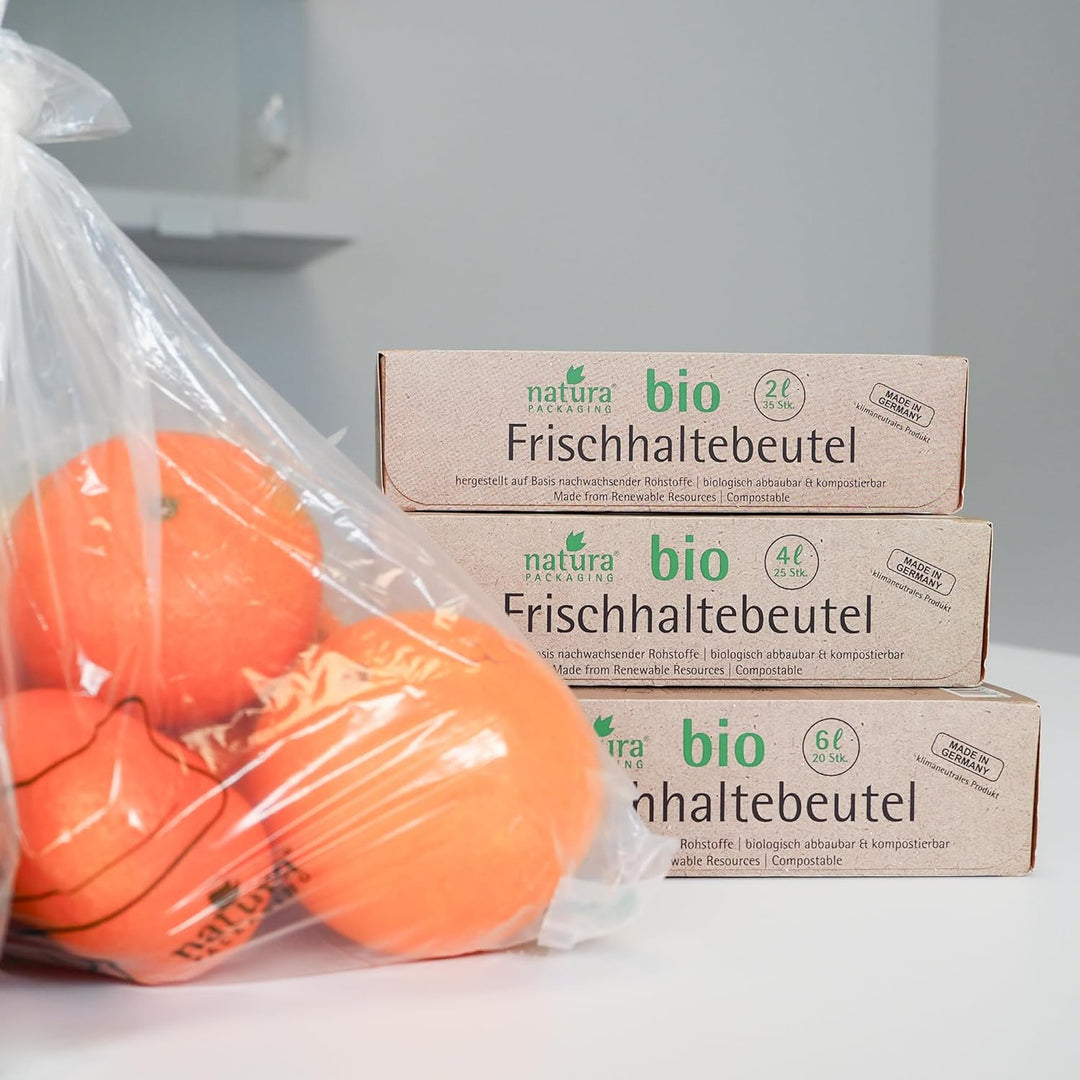 bioMat Kompostierbare Frischhaltebeutel 2l, 105 Stk. Gefrierbeutel, Premium-Qualität, Klimaneutral,