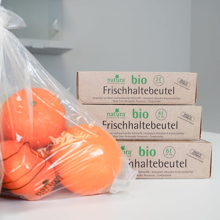 bioMat Kompostierbare Frischhaltebeutel 2l, 105 Stk. Gefrierbeutel, Premium-Qualität, Klimaneutral,