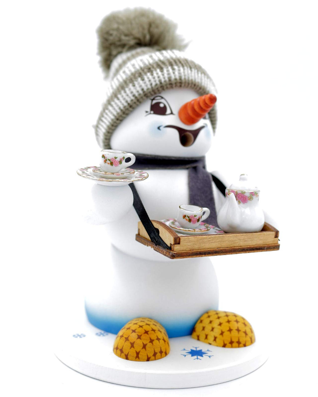 Kuhnert - Erzgebirgische Holzkunst Räuchermann Räucherfigur Schneemann 19cm - Bauchladen, Bauchladen