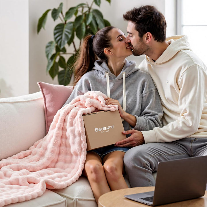 BEDSURE Kuscheldecke Flauschig Bubble Decke - Geschenke für Frauen Sofadecke, Wolldecke &amp; Fleecedeck