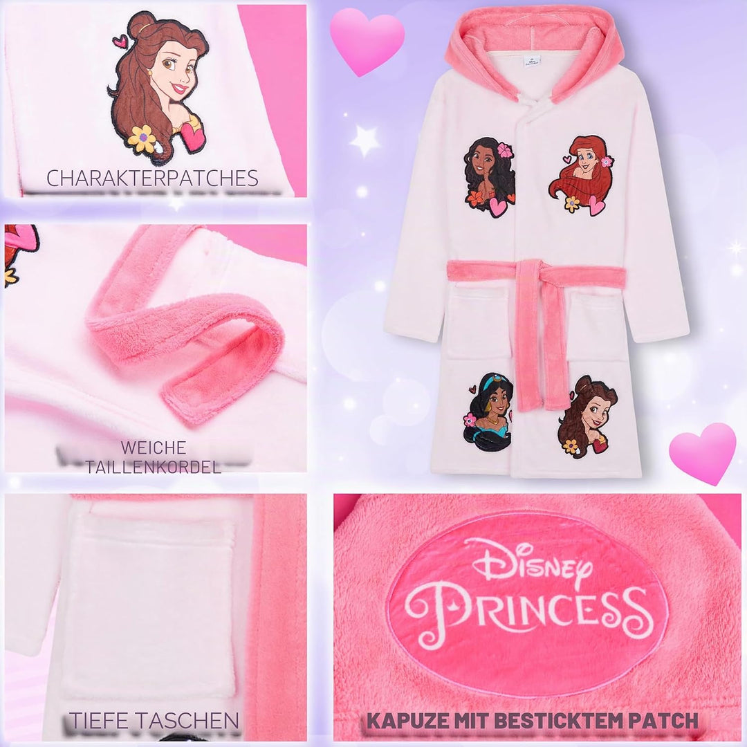Get Trend Bademantel Mädchen, Flauschig mit Prints von Stitch und Angel, Barbie, Disney Prinzessinne