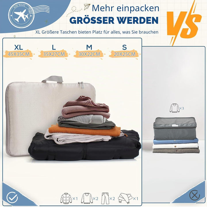 Kompressionstaschen für Koffer, Large Packwürfel für Suitcase, Wasserdichte Reise Kompressionsbeutel