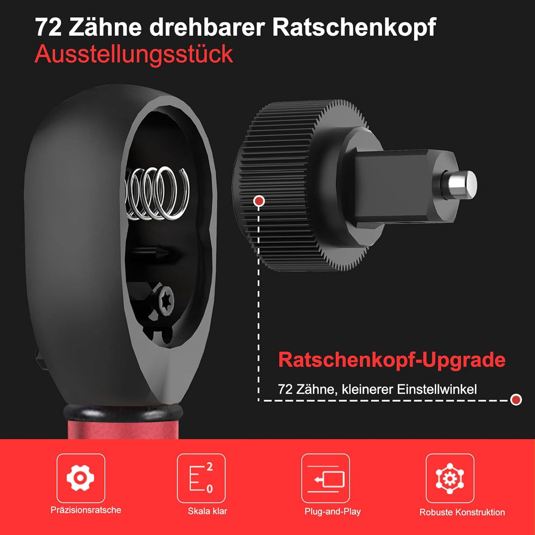 ATsafepro Drehmomentschlüssel 3/8 Zoll, 5-60Nm Drehmomentschlüssel Klein ±3% Fehlergenauigkeit mit 7
