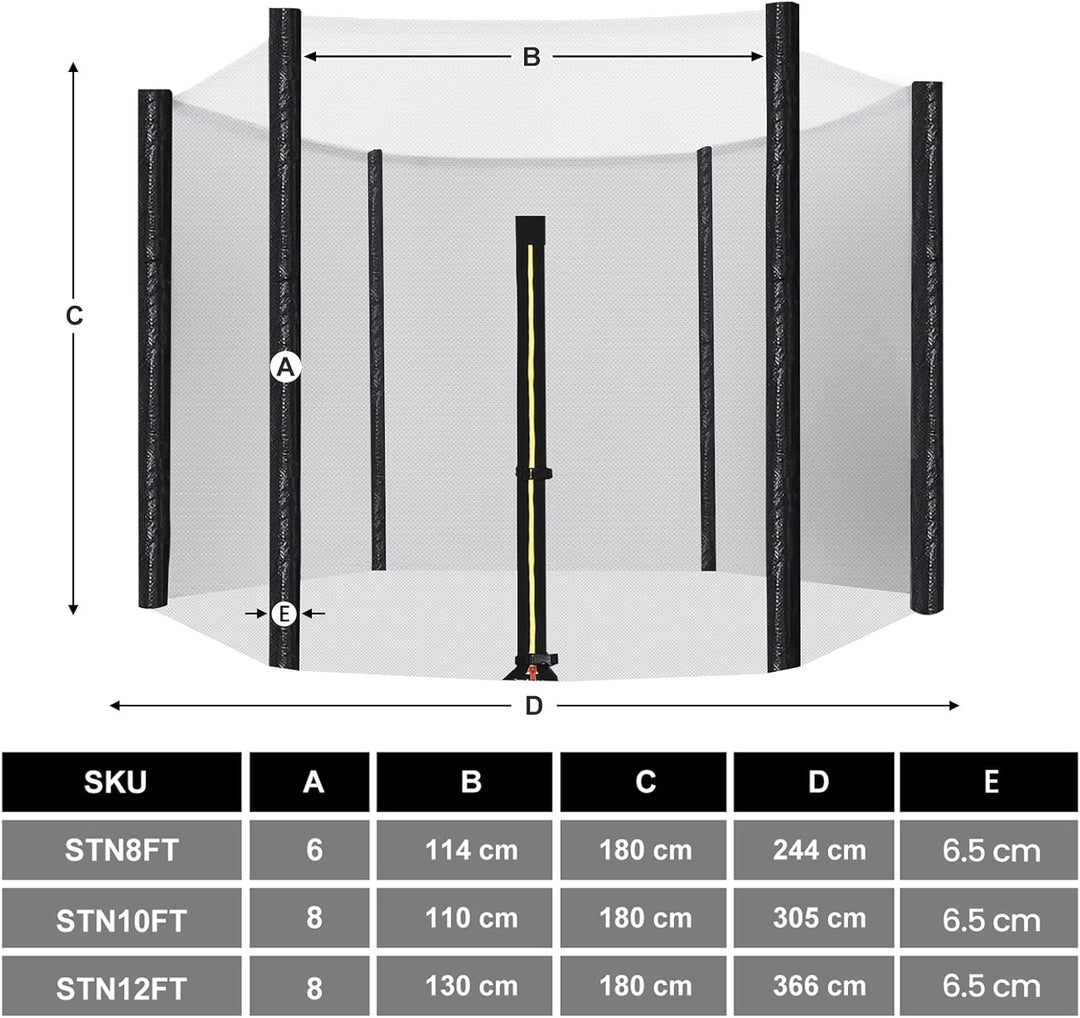 SONGMICS Trampolin Sicherheitsnetz Ø 244 305 366 cm, Ersatznetz, rundes Schutznetz für Gartentrampol
