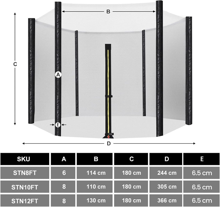SONGMICS Trampolin Sicherheitsnetz Ø 244 305 366 cm, Ersatznetz, rundes Schutznetz für Gartentrampol