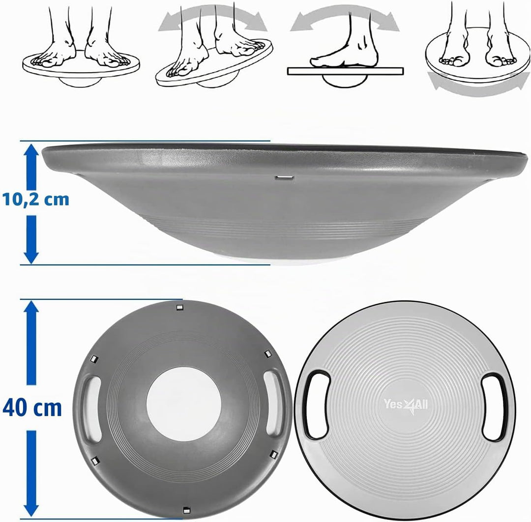 Yes4All Balance Board inkl, Wackelboard Sport mit Griff und Rutschfester Oberfläche; Wackelbrett Bal