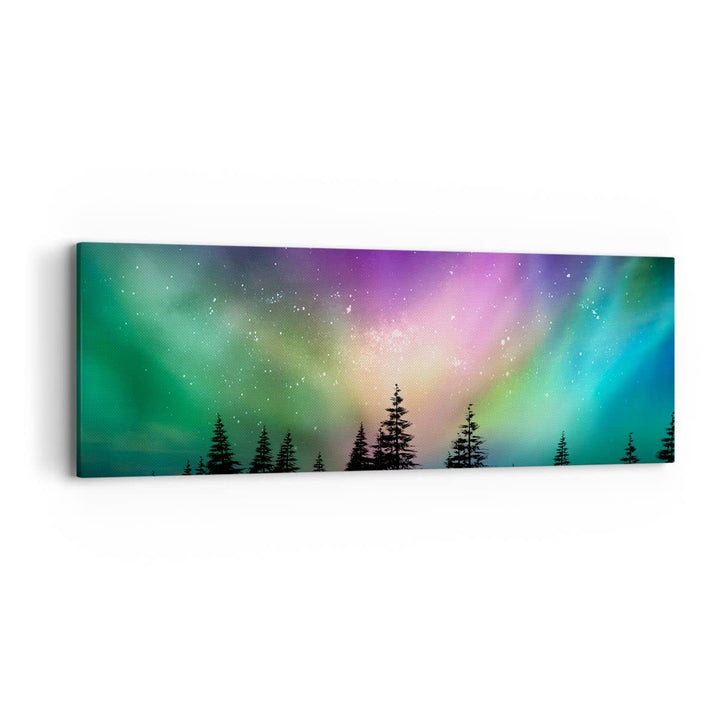Panorama Bilder auf Leinwand Aurora Polar Nacht Leinwandbild 90x30cm Wandbilder Dekoration Wohnzimme