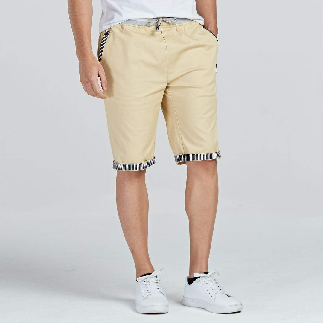 JustSun Kurze Hosen Herren Shorts Chino Baumwolle Sommer mit Tunnelzug M Khaki, M Khaki