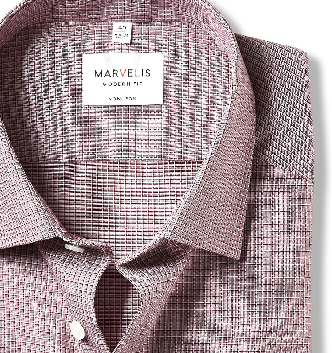 Marvelis Herren Businesshemd Langarm Non-Iron-Modern-Fit,Kariert,New Kent 39 Rot 35, 39 Rot 35