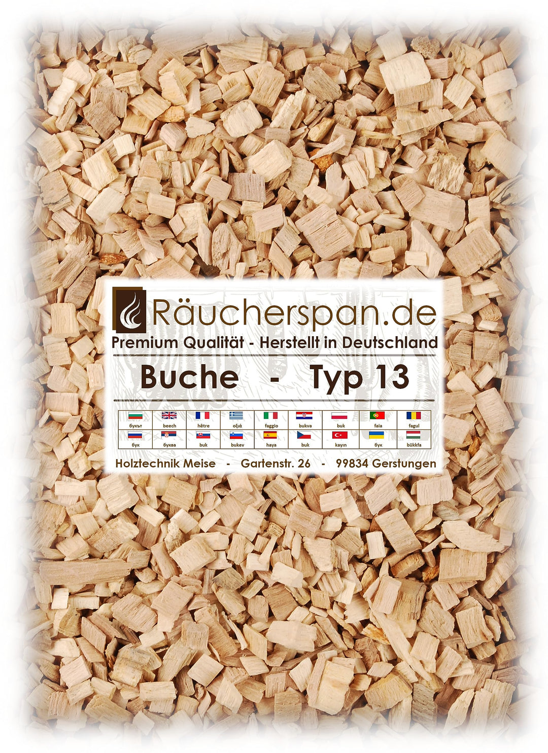 Premium Räucherchips Buche Typ 13 grob 6-12mm für Barbecue und Heissräuchern, 15kg 15kg Buche - Typ