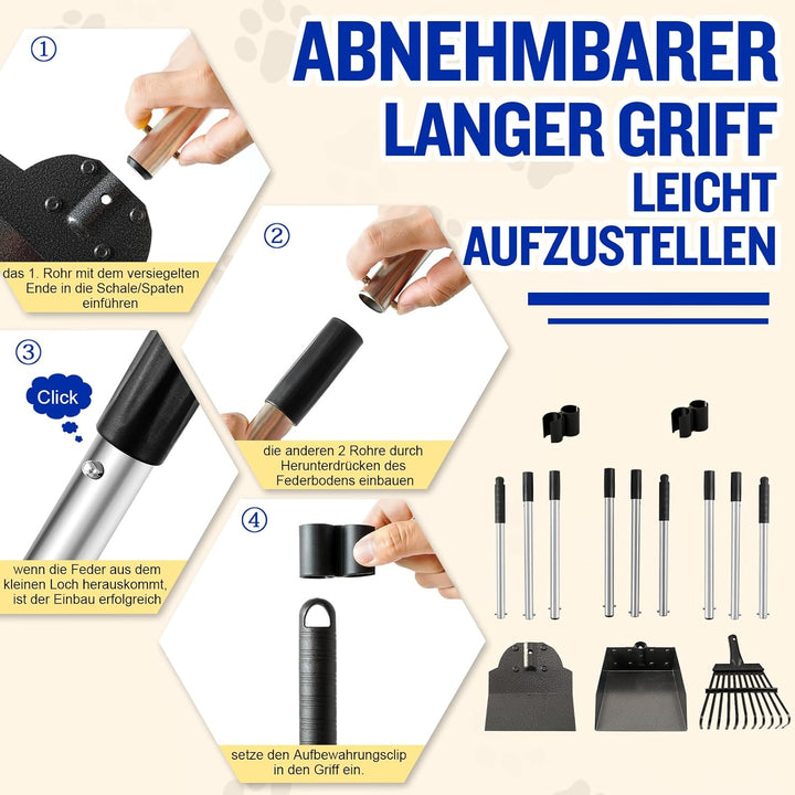 Snagle Paw Hundekotschaufel, 3 Stück Dog Pooper Scooper Hundekotschaufel und Harke Metall Rechen Keh